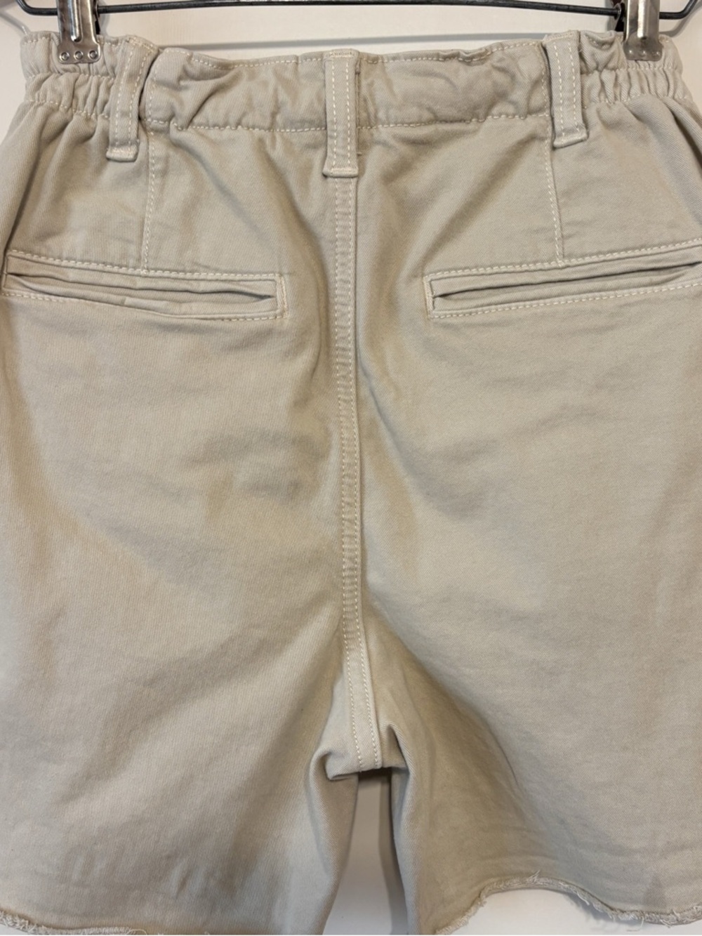 American Eagle Khaki Longline Shorts Elastic Waist Tan 00 - Picture 5 of 8
